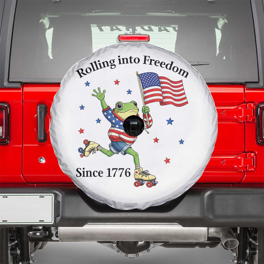 Funny Patriotic Frog Spare Tire Cover Rolling Into Freedom Since 1776