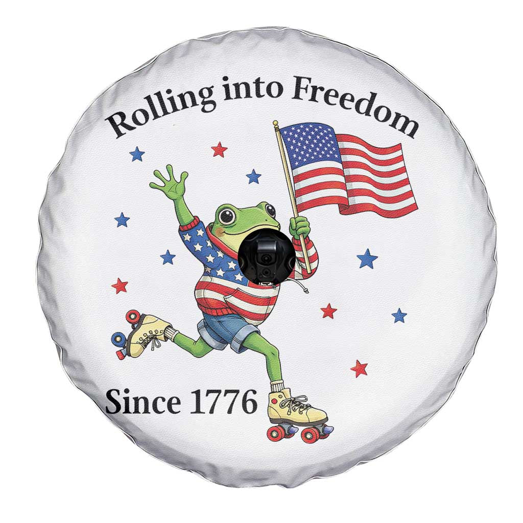 Funny Patriotic Frog Spare Tire Cover Rolling Into Freedom Since 1776
