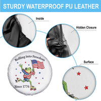 Funny Patriotic Frog Spare Tire Cover Rolling Into Freedom Since 1776