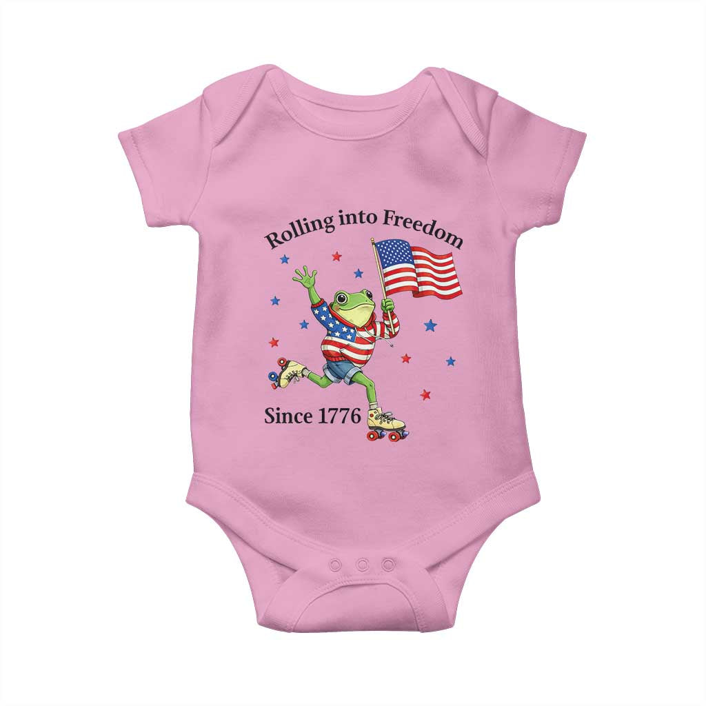 Funny Patriotic Frog Baby Onesie Rolling Into Freedom Since 1776