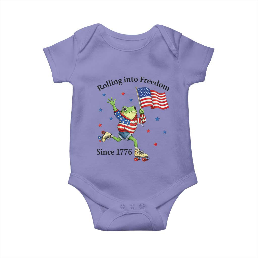 Funny Patriotic Frog Baby Onesie Rolling Into Freedom Since 1776