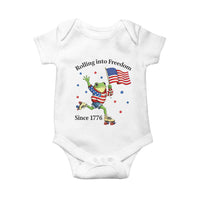 Funny Patriotic Frog Baby Onesie Rolling Into Freedom Since 1776