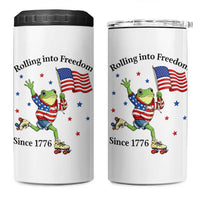 Funny Patriotic Frog 4 in 1 Can Cooler Tumbler Rolling Into Freedom Since 1776