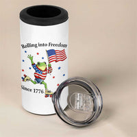 Funny Patriotic Frog 4 in 1 Can Cooler Tumbler Rolling Into Freedom Since 1776