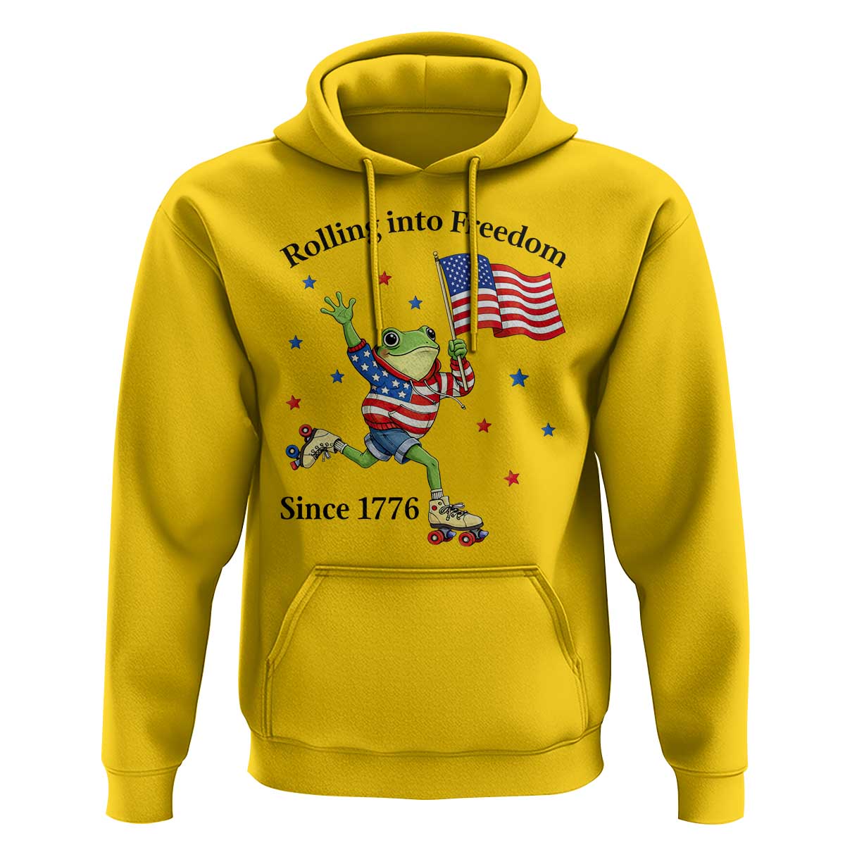 Funny Patriotic Frog Hoodie Rolling Into Freedom Since 1776