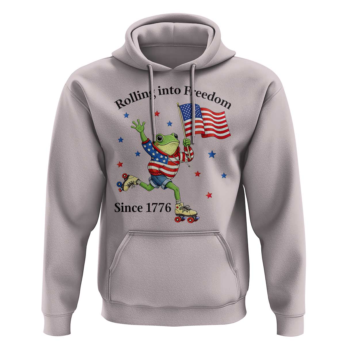 Funny Patriotic Frog Hoodie Rolling Into Freedom Since 1776