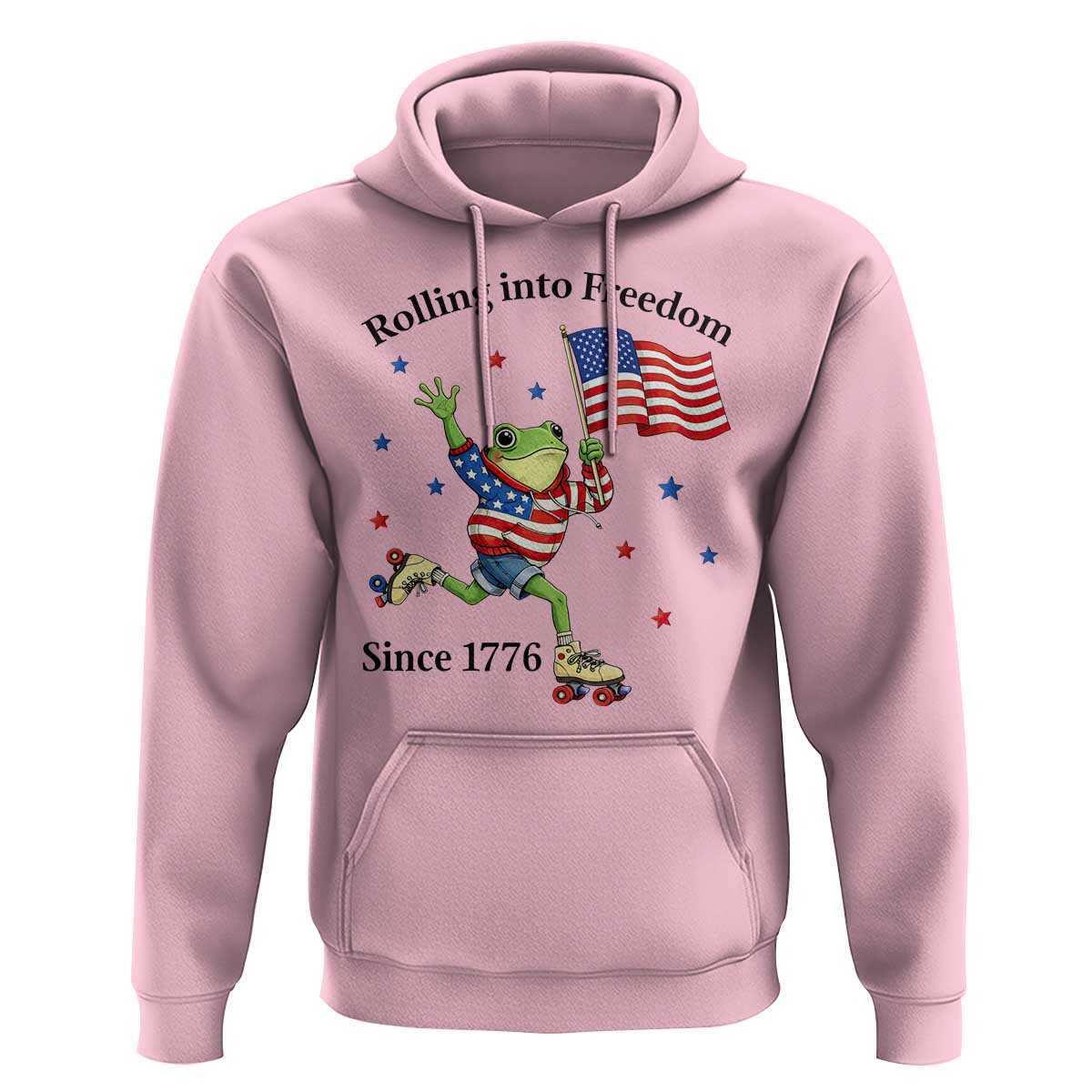 Funny Patriotic Frog Hoodie Rolling Into Freedom Since 1776