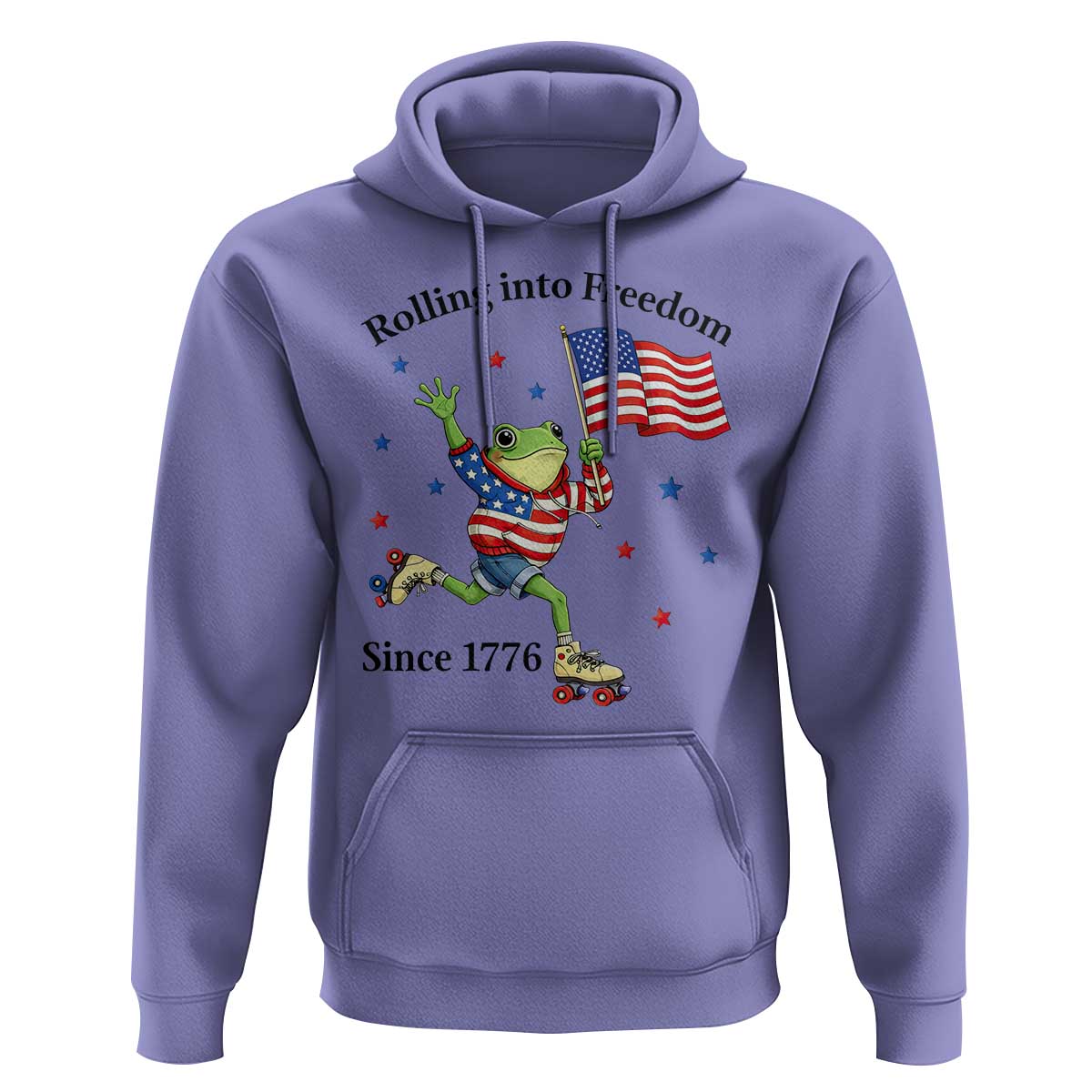 Funny Patriotic Frog Hoodie Rolling Into Freedom Since 1776