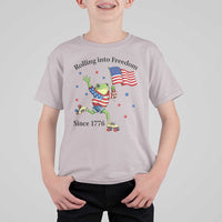Funny Patriotic Frog T Shirt For Kid Rolling Into Freedom Since 1776