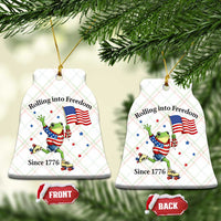 Funny Patriotic Frog Ceramic Ornament Rolling Into Freedom Since 1776
