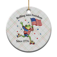 Funny Patriotic Frog Ceramic Ornament Rolling Into Freedom Since 1776