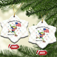 Funny Patriotic Frog Ceramic Ornament Rolling Into Freedom Since 1776