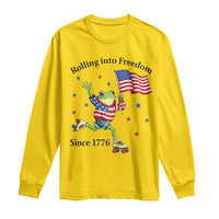 Funny Patriotic Frog Long Sleeve Shirt Rolling Into Freedom Since 1776