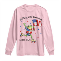 Funny Patriotic Frog Long Sleeve Shirt Rolling Into Freedom Since 1776