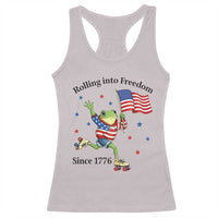 Funny Patriotic Frog Racerback Tank Top Rolling Into Freedom Since 1776