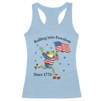 Funny Patriotic Frog Racerback Tank Top Rolling Into Freedom Since 1776