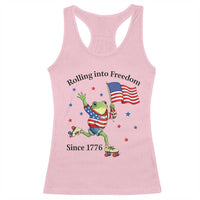 Funny Patriotic Frog Racerback Tank Top Rolling Into Freedom Since 1776