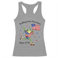 Funny Patriotic Frog Racerback Tank Top Rolling Into Freedom Since 1776