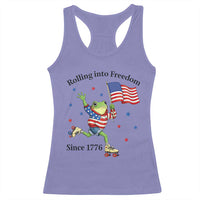 Funny Patriotic Frog Racerback Tank Top Rolling Into Freedom Since 1776