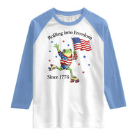 Funny Patriotic Frog Raglan Shirt Rolling Into Freedom Since 1776