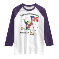 Funny Patriotic Frog Raglan Shirt Rolling Into Freedom Since 1776