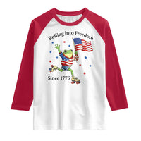 Funny Patriotic Frog Raglan Shirt Rolling Into Freedom Since 1776