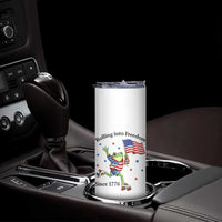 Funny Patriotic Frog Skinny Tumbler Rolling Into Freedom Since 1776