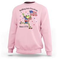 Funny Patriotic Frog Sweatshirt Rolling Into Freedom Since 1776