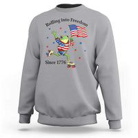 Funny Patriotic Frog Sweatshirt Rolling Into Freedom Since 1776