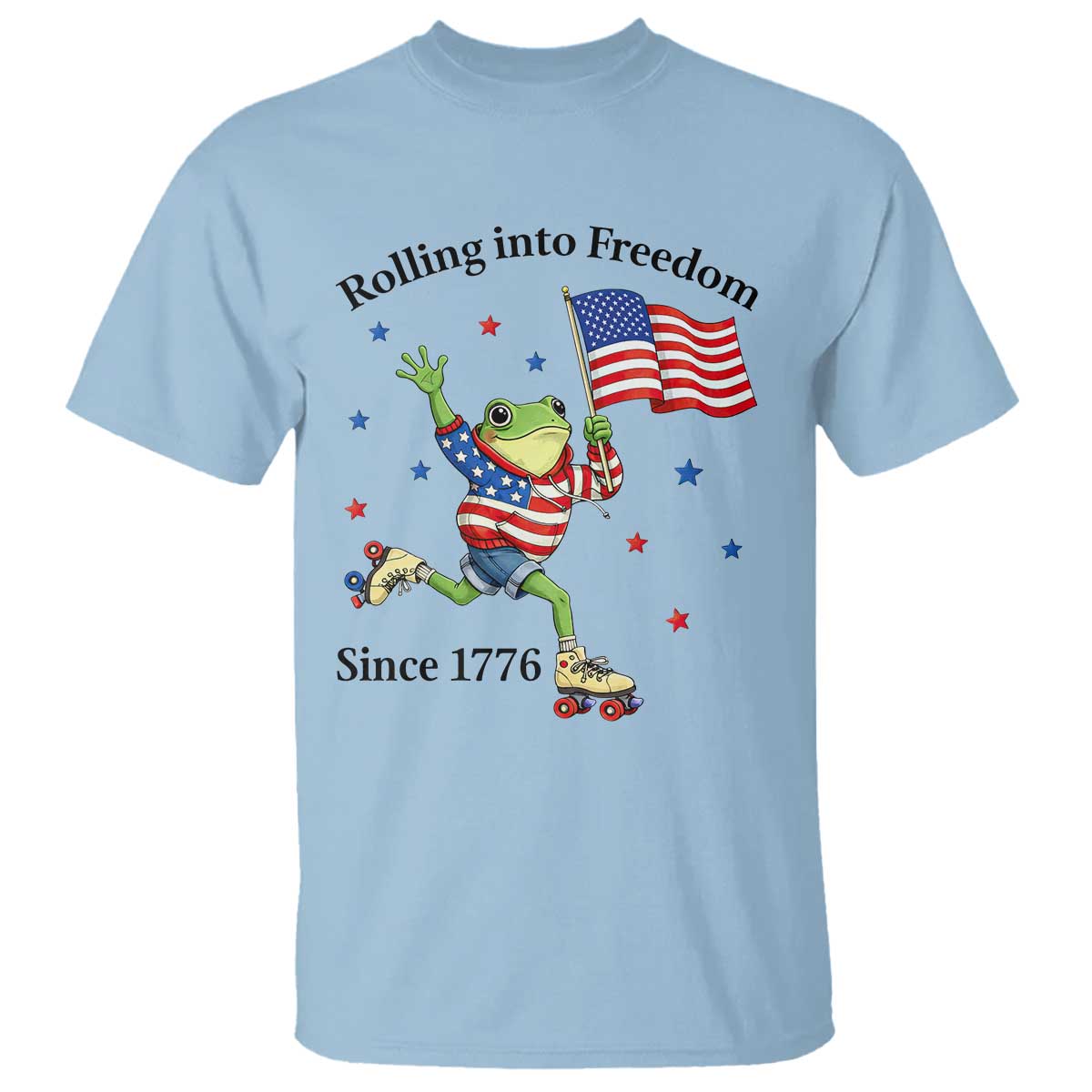 Funny Patriotic Frog T Shirt Rolling Into Freedom Since 1776