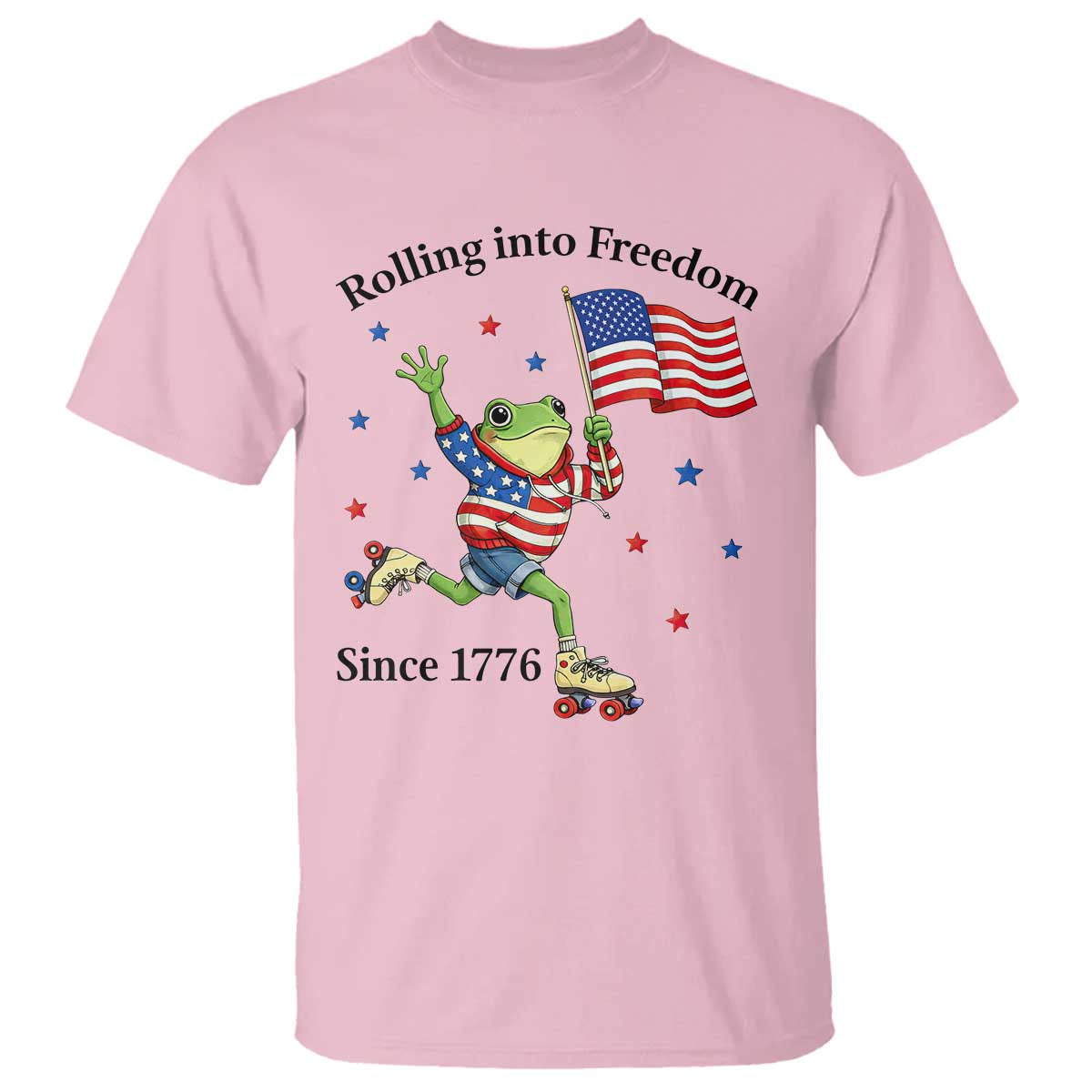 Funny Patriotic Frog T Shirt Rolling Into Freedom Since 1776