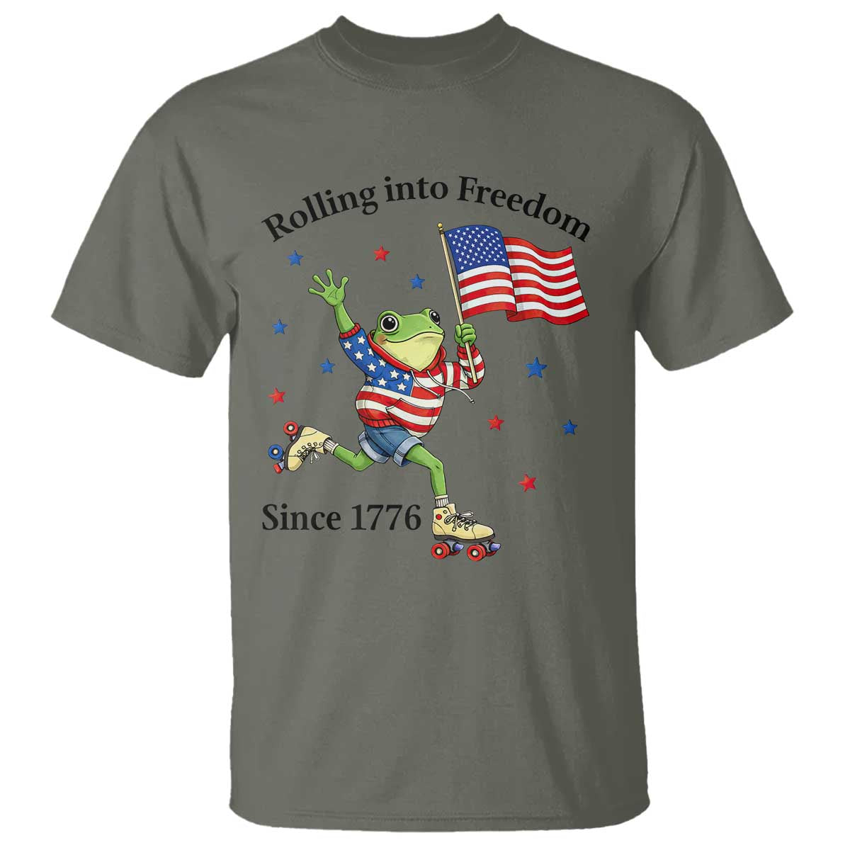 Funny Patriotic Frog T Shirt Rolling Into Freedom Since 1776