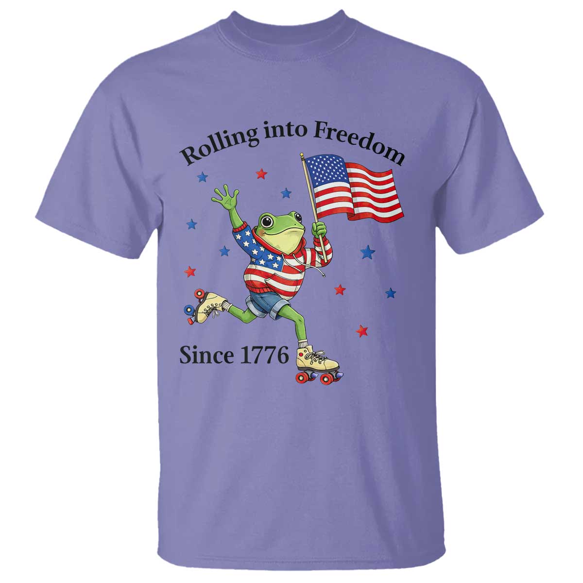 Funny Patriotic Frog T Shirt Rolling Into Freedom Since 1776