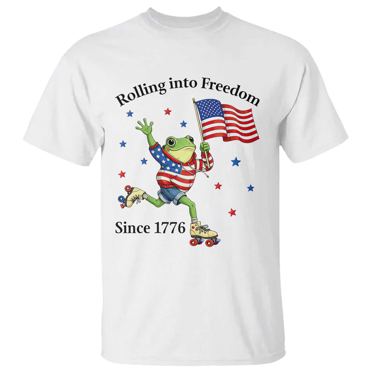 Funny Patriotic Frog T Shirt Rolling Into Freedom Since 1776