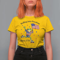 Funny Patriotic Frog T Shirt For Women Rolling Into Freedom Since 1776
