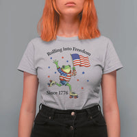 Funny Patriotic Frog T Shirt For Women Rolling Into Freedom Since 1776