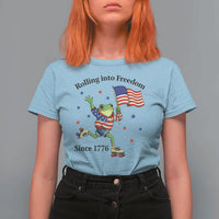 Funny Patriotic Frog T Shirt For Women Rolling Into Freedom Since 1776