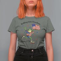 Funny Patriotic Frog T Shirt For Women Rolling Into Freedom Since 1776
