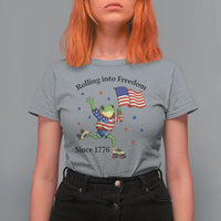 Funny Patriotic Frog T Shirt For Women Rolling Into Freedom Since 1776