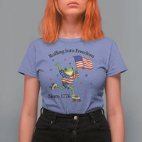 Funny Patriotic Frog T Shirt For Women Rolling Into Freedom Since 1776