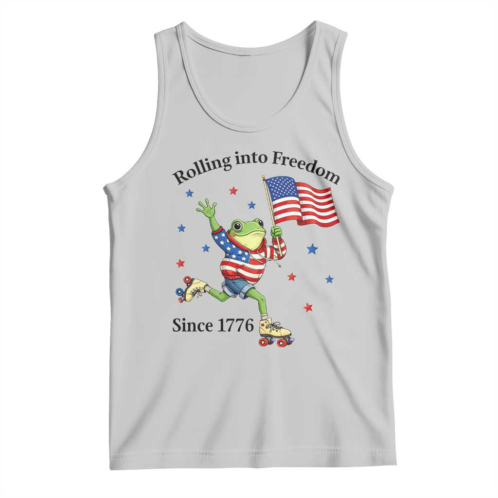 Funny Patriotic Frog Tank Top Rolling Into Freedom Since 1776
