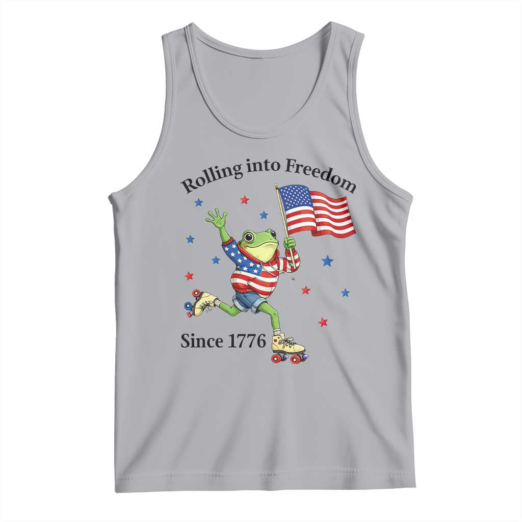 Funny Patriotic Frog Tank Top Rolling Into Freedom Since 1776