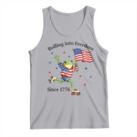 Funny Patriotic Frog Tank Top Rolling Into Freedom Since 1776