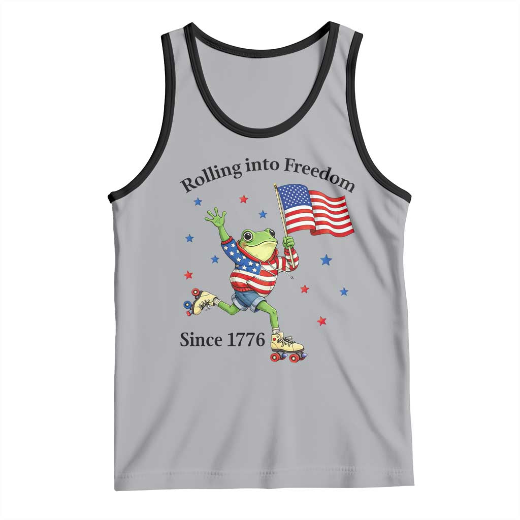 Funny Patriotic Frog Tank Top Rolling Into Freedom Since 1776