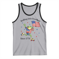 Funny Patriotic Frog Tank Top Rolling Into Freedom Since 1776