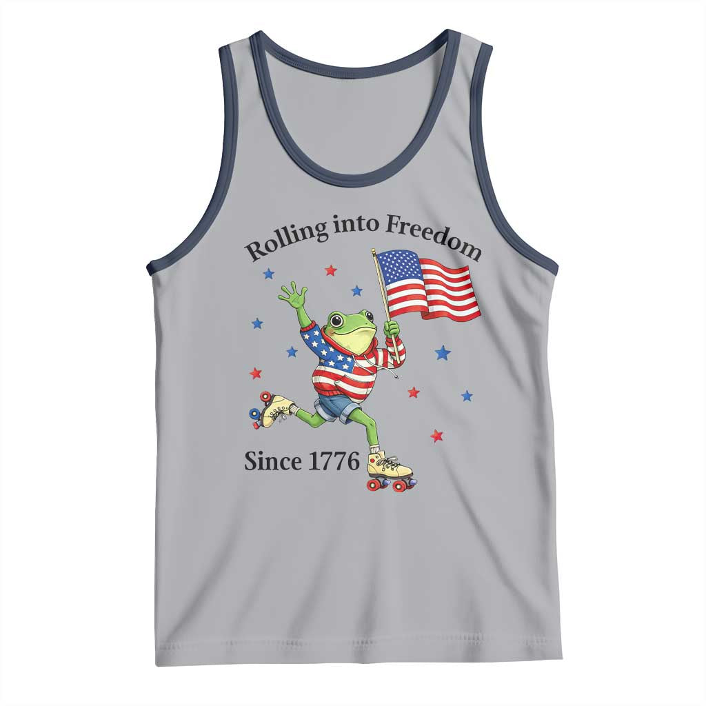 Funny Patriotic Frog Tank Top Rolling Into Freedom Since 1776