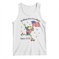 Funny Patriotic Frog Tank Top Rolling Into Freedom Since 1776