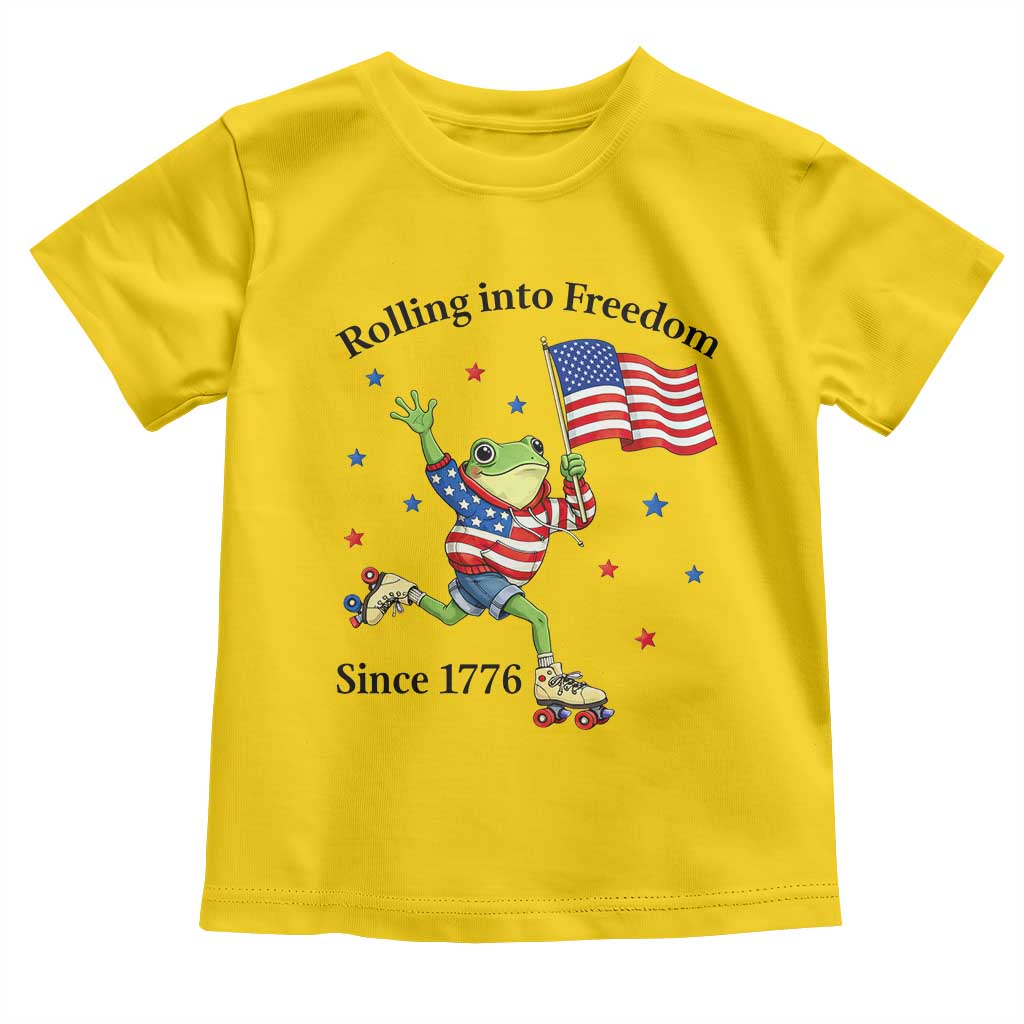 Funny Patriotic Frog Toddler T Shirt Rolling Into Freedom Since 1776