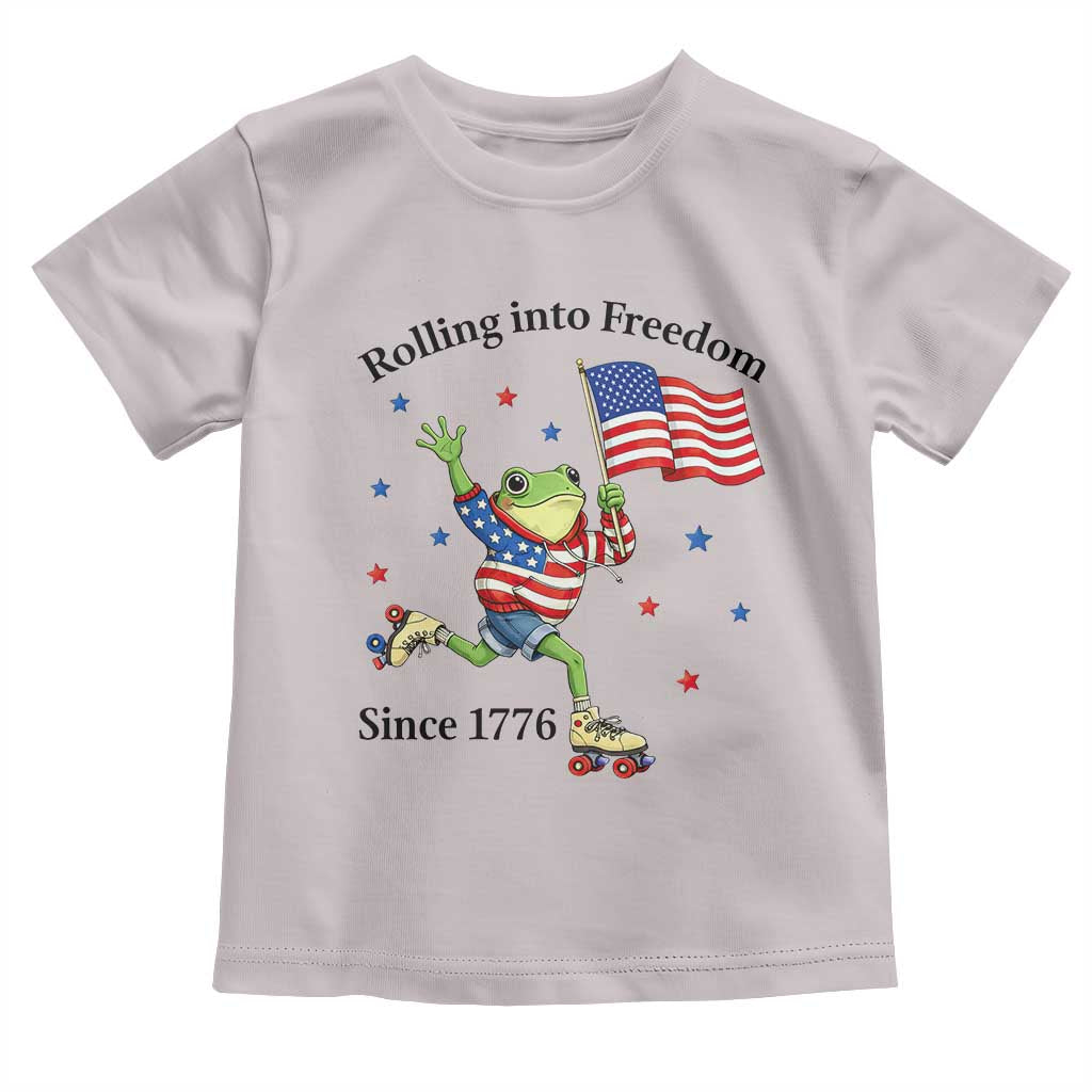 Funny Patriotic Frog Toddler T Shirt Rolling Into Freedom Since 1776