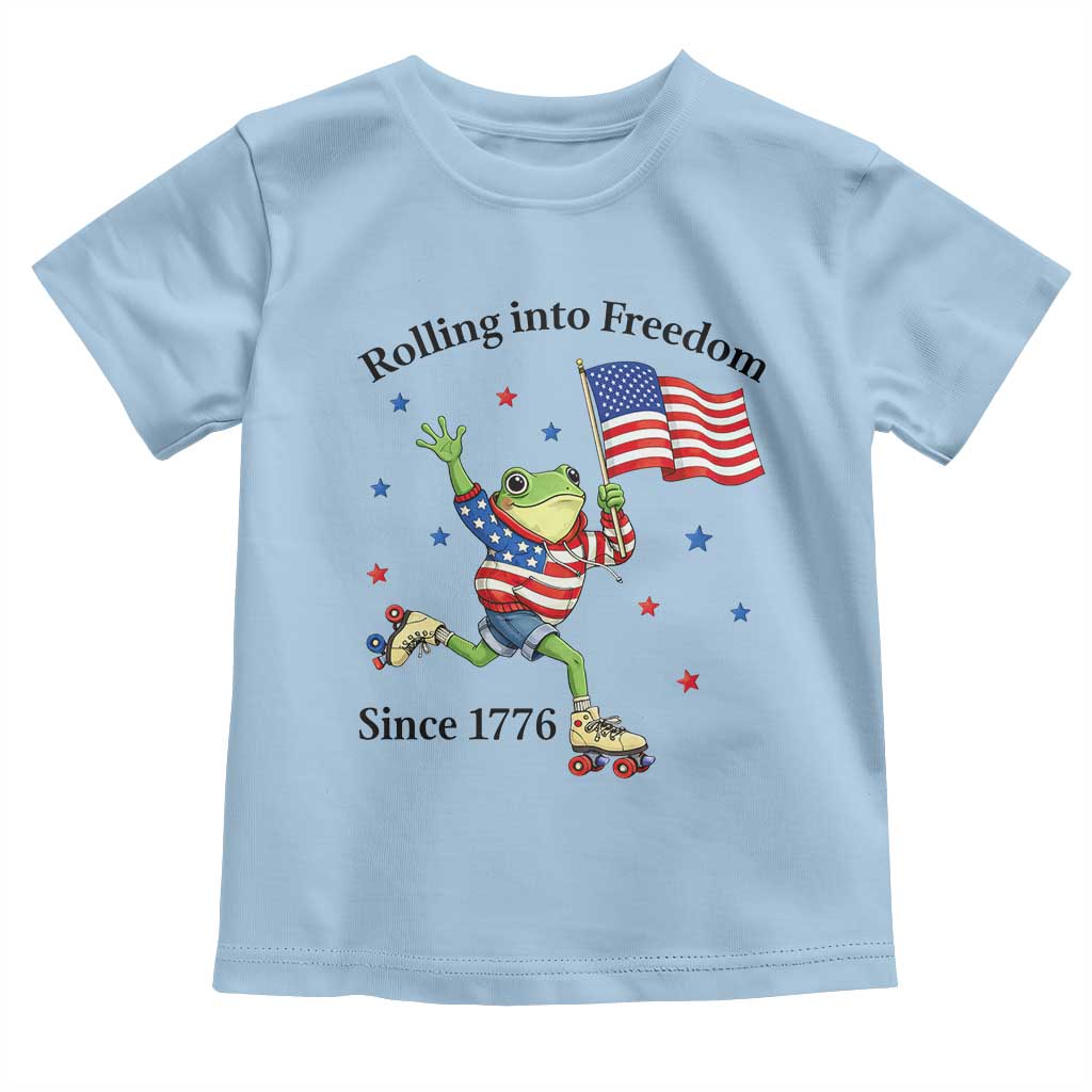 Funny Patriotic Frog Toddler T Shirt Rolling Into Freedom Since 1776